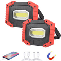 Otyty Work Light Rechargeable, Led Work Light Portable Flood Lights Magnetic Led Light For Outdoor Camping Hiking Emergency Car Repairing Job Site Lighting 2 Pack (W841 Red)