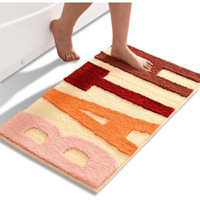 Beige Bathroom Rugs Cute Bath Mats For Bathroom Non Slip Colorful Floor Mat, Thick Soft Shaggy Bath Rug Aesthetic Bathroom Deocr, Super Absorbent Bathmat Machine Washable Carpet For Shower, 16 X 24