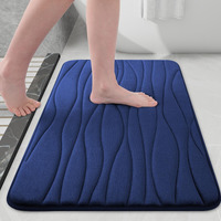 Buganda Memory Foam Bathroom Rug Mat 24X16, Extra Soft And Absorbent Bath Mats, Non-Slip And Machine Washable Bath Rugs For Bathroom Floor,Tub And Shower, Navy