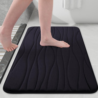 Buganda Memory Foam Bathroom Rug Mat 24X16, Extra Soft And Absorbent Bath Mats, Non-Slip And Machine Washable Bath Rugs For Bathroom Floor,Tub And Shower, Black