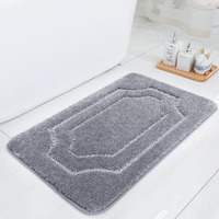 Beqhause-Bathroom-Rugs-Soft& Absorbent-Non-Slip-Bath Mats For Bathroom Polyester Bath Mat Machine Washable Bathroom Carpet Grey Thick Shower Mat For Bathroom, Bathtub And Sink 16""X24""