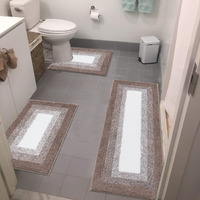Bsmathom Bathroom Rugs Sets 3 Piece, Plush Shaggy Bathroom Rugs Non Slip Washable, Absorbent Microfiber Bath Mat With U-Shaped Contour Toilet Mat For Bathroom Floor, Tub And Shower, Coffee