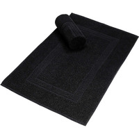 Glamburg Premium Cotton 20X32 Inch 2-Pack Bath Mats - 100% Ringspun Cotton - Luxury Hotel & Spa Quality - 800 Gsm - Durable Soft Highly Absorbent - Machine Washable - Black
