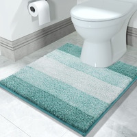 Yimobra Luxury Toilet Rugs U Shaped, Flufyy Extra Soft Absorbent Microfiber Contour Bathroom Rugs For Toilet, Non Slip Plush Shaggy Toilet Bath Mat, Machine Wash Dry, 24X20 Inches, Blue