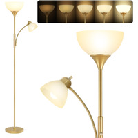 Floor Lamp, Standing Lamp, 3 Levels Dimmable Brightness, Included 9W And 5W Led Bulbs, Lamp For Living Room, Bedroom, Office, Reading