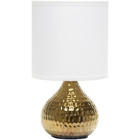 Simple Designs Lt2073-Gdw Mini Hammered Texture Gold Drip Table Lamp With White Shade