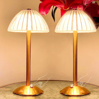 Portable Mushroom Led Table Lamp Set Of 2 With Touch Sensor - 3 Color Dimmable Adjustable Brightness, Rechargeable Gold Cordless Lamp, Battery Powered Desk Lamp For End Table, Living Room, Bedroom