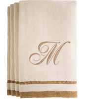 Monogrammed Gifts, Fingertip Towels, 11 X 18 Inches - Set Of 4- Decorative Golden Brown Embroidered Towel - Extra Absorbent 100% Cotton- Personalized Gift- For Bathroom/Kitchen- Initial M (Ivory)