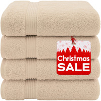 American Veteran Towel, Bath Towels For Bathroom, 4 Packed 27 Inch 54 Inch 100% Turkish Cotton Large Bath Towels, Soft Absorbent Towel Sets, Beige Bath Towels
