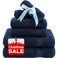 American Veteran Towel, Towels For Bathroom, 6 Piece Towel Sets For Clearance Prime, 100% Turkish Cotton Bathroom Towels, 2 Bath Towels 2 Hand Towels 2 Washcloths, Navy Blue