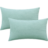 Jeneoo Decorative Seafoam Green Throw Pillow Covers Rustic Farmhouse Super Soft Lumbar Chenille Comfy Solid Cushion Couch Cases For Sofa Bedroom Chair (Set Of 2, 12 X 20 Inches)