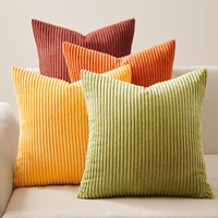 Topfinel Fall 20X20 Set Of 4 Couch Decorative Pillow Covers,Modern Burnt Orange Yellow Green Gradient Corduroy Throws Pillow Case,Rustic Western Cushion Covers For Bed Sofa Living Room Home Decor