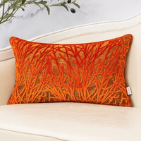 Yangest Burnt Orange Twigs Lumbar Throw Pillow Cover Branches Velvet Cushion Case Neutral Oblong Pillowcase For Sofa Couch Bedroom Living Room Home Decor, 12X20 Inch