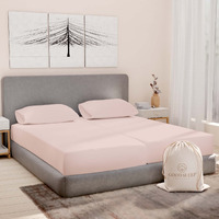 Split King Sheets Sets For Adjustable Bed Cotton, Luxury Sheets, 1000 Tc Egyptian Cotton Sheets, 5 Piece 100% Cotton Split King Sheet Set, Sateen Sheets, 2 Fitted - 16"" Deep Pocket, Blush