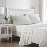 Laura Ashley - Queen Sheets, Cotton Percale Bedding Set, Crisp & Cool Home Decor (Evie Yellow, Queen)