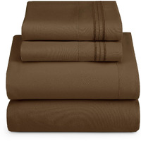 Hearth & Harbor Twin Size Sheets - 3 Piece Bed Sheet Set, Hotel Luxury Double Brushed Bed Sheets - Extra Soft Bedding Sheets & Pillowcases, Twin, Brown