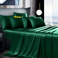 Manyshofu 7Pcs Dark Green Satin Sheets King Size Silky Satin Bed Sheets Set, Luxurious & Soft Satin Bedding Set - 1 Satin Fitted Sheet, 1 Satin Flat Sheet, 4 Satin Pillowcases + 1 Body Pillow Case