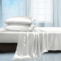 Manyshofu Satin King Sheets Set 4 Piece - Soft Silky Satin Sheets Set, Ivory White Satin Bed Sheets Cooling & Luxury Bedding Sheet Set(1 Satin Fitted Sheet, 1 Satin Flat Sheet, 2 Satin Pillow Cases)