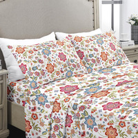 Yiyea Full Size Sheets - Floral Print - Luxury Brushed Microfiber Bed Sheets - Lightweight Breathable Cooling Full Sheet Set - 16"" Deep Pocket, Shrinkage, And Fade Resistant - 4 Pc