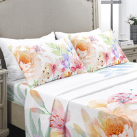 Yiyea Full Size Sheets - Floral Print - Luxury Brushed Microfiber Bed Sheets - Lightweight Breathable Cooling Full Sheet Set - 16"" Deep Pocket, Shrinkage, And Fade Resistant - 4 Pc