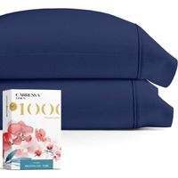 1000 Thread Count Egyptian Cotton Pillow Cases, Navy Blue Queen Pillowcase Set Of 2, Longstaple Combed Pure Natural Cotton Pillows For Sleeping, Soft & Silky Sateen Weave Bed Pillow Cover