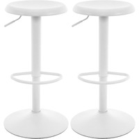 Brage Living Adjustable Bar Stools Set Of 2, Swivel Round Metal Airlift Barstools, Backless Counter Height Bar Chairs For Kitchen Dining Room Pub Cafe (White)