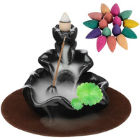 Dk177 Incense Holder Waterfall Incense Burner Ceramic Backflow Zen Incense Fountain Machine Diffuser Burner Cone Holder For Spiritual Aromatherapy Gifts Set Home Decor With 20 Cones