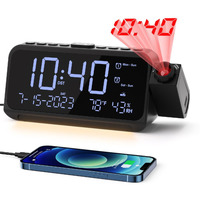 Rocam Projection Alarm Clock, Digital Clock With 350?Projector On Ceiling Wall, Dual Loud Alarm Clocks For Bedrooms With Weekday/Weekend Mode,2 Usb Ports, Dimmer, Temp, Humidity, Night Light, Snooze