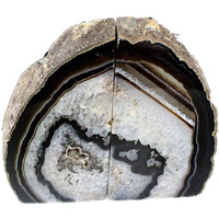 Jic Gem Black Agate Bookend(S) Geode Bookends Large Book Ends For Shelves 1 Pair 6 To 8 Lbs Book Ends To Hold Books Heavy Duty From Brazilian With Rubber Bumpers For Office And Home Decoration