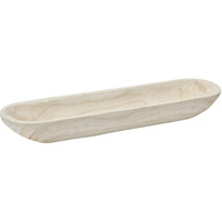 Creative Co-Op Decorative Paulownia Wood Bowl, White Tray