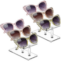 Mooca 2 Pcs Set, 3 Tier Acrylic Eyewear Display Stand, Sunglasses Rack Holder, Sunglasses Stand, Eyewear Organizer For Eyeglasses And Sunglasses, 5 In H