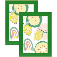 Violabbey 4X6 Picture Frame Green Set Of 2, 4 X 6 Picture/Photo Frame For Wall Mounted Or Tabletop Display, Real Glass, Modern Style