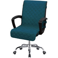 Easy-Going Reversible Office Chair Cover Water Resistant Dining Chair Cover Soft Desk Computer Chair Slipcover With Anti-Slip Buckle For Armchair Or Armless Chair (Medium, Peacock Blue/Beige)