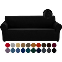 Joccun Stretch Couch Cover Slipcovers, 1-Piece Sofa Covers For 3 Cushion Couch Spandex Jacquard Washable Furniture Protector Cover For Living Room,Kids,Pets(Sofa,Black)