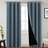 Princedeco 100% Blackout Curtains Full Light Blocking Drapes With Black Liner Thermal Noise Reduction And Privacy Curtains For Patio Door Blackout Drapes With Grommet Top,Stone Blue, 1 Pair, W52 X L84