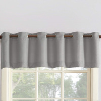 No. 918 Montego Casual Textured Semi-Sheer Grommet Kitchen Curtain Valance, 56"" X 14"", Nickel
