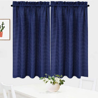 Nanan Tier Curtains,Waffle Weave Textured Tailored Short Curtains For Bathroom Waterproof Window Covering Kitchen Cafe Curtains - 30"" X 45"", Navy Blue, Set Of 2