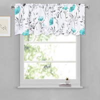 Vertkrea Curtains Flower Watercolor Window Drapes Teal Valance 52 ?18 Inches Flower And Leaves Rod Pocket Valances For Kitchen Bathroom Living Room Bedroom Nursery 1 Panel