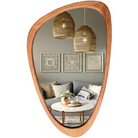 Wallbeyond Asymmetrical Mirror, Irregular Wall Mirror, Wall Mirrors Decorative For Bedroom Living Room Entryway Hall, Wood Mirror For Mid Century Modern Decor 30 "" H X 19 "" W