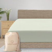 1 Piece Sage Fitted Sheet Queen, Upto 16 Inch Deep Pocket Queen Sheets, 800 Tc 100% Egyptian Cotton Queen Fitted Sheet Only, Soft Fitted Sheets, Snug Fit Bed Sheets With Head & Foot Indicator Tag
