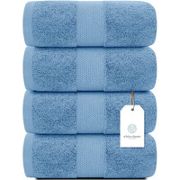 White Classic Luxury Bath Towels Large - Cotton Hotel Spa Bathroom Towel 30X56  4 Pack  Light Blue