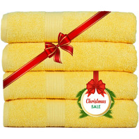 Ample Decor Bath Towels 100% Cotton 30 X 54 Inch 600 Gsm Soft Quick Dry Bathroom Towel - 4Pcs Yellow