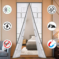 Insulated Door Curtain, Thermal Magnetic Self-Sealing Eva Door Screen, Keep Cold Out Door Cover Auto Closer For Kitchen, Bedroom, Air Conditioner Room,Hands Free, Fits Doors Up To 38"" X 82"", Grey