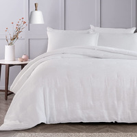 Hombys 3 Piece Seersucker Oversized King Comforter Set 120X128, Breathable White Soft Comforter Set, Lightweight Bedding Comforter Sets With Comforter For All Season