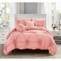 Elegant Comfort Luxurious, Softest, Coziest 10-Piece Bed-In-A-Bag Sunflower Comforter, Silky Soft Complete Set Includes Bed Sheet Set With Double Sided Storage Pockets Featured, Full/Queen, Dusty Rose