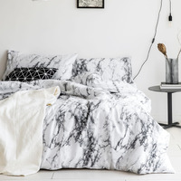 Wake In Cloud - Marble Comforter Set King Size, 3 Pieces Lightweight Bedding For Men And Women, Black And White Gray Grey Cute Neutral Aesthetic