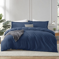Hearth & Harbor Navy Blue Duvet Cover Full Size - 3 Piece Full Size Duvet Cover Set, Soft Double Brushed Full Duvet Covers With Button Closure, 1 Full Duvet Cover 80X90 Inches And 2 Pillow Shams