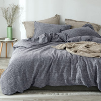 Phf 100% Linen Duvet Cover Set King, Washed Soft French Flax Linen Comforter Cover, Breathable Durable Cooling Duvet Cover For Hot Sleepers,1 Duvet Cover And 2 Pillowshams,106""X92"",Indigo Greyish