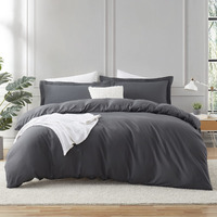 Hearth & Harbor Grey Duvet Cover Full Size - 3 Piece Full Size Duvet Cover Set, Soft Double Brushed Full Duvet Covers With Button Closure, 1 Full Duvet Cover 80X90 Inches And 2 Pillow Shams