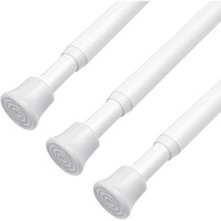 Kxlife Small Spring Tension Curtain Rod, Round Spring Tension Rod 28 To 48 Inches (White-3 Pack)